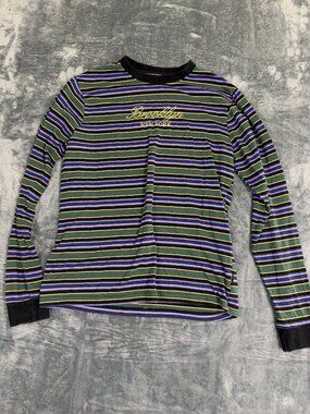 Cornerstore Bodega Brooklyn New York Long Sleeve Striped Shirt M